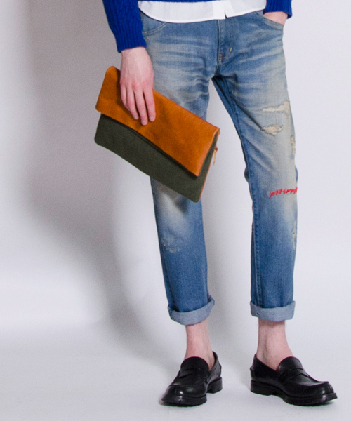 rehacer(レアセル)の「rehacer: 2tone clutch bag(クラッチバッグ・メンズ・カーキ/ブラック/ベージュ・FREE)」の14枚目の写真