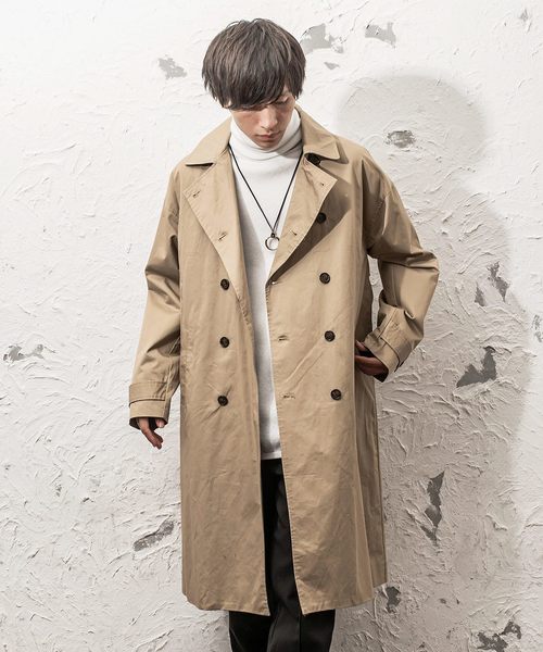 MinoriTY（マイノリティ）の「ツイルロングトレンチコート（ダウンジャケット/コート・メンズ・ブラック/ベージュ・M/L）」の2枚目の写真