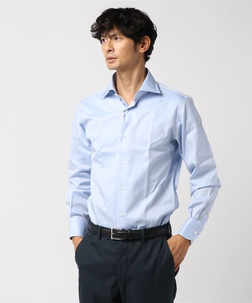 Ships シップス の Sd トーマスメイソン ヘリンボーン ワイドカラー シャツ ライトブルー シャツ ブラウス Wear