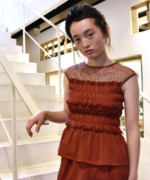 kaene | ドット×シャーリングブラウス(シャツ/ブラウス)