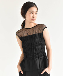 kaene | ドット×シャーリングブラウス(シャツ/ブラウス)