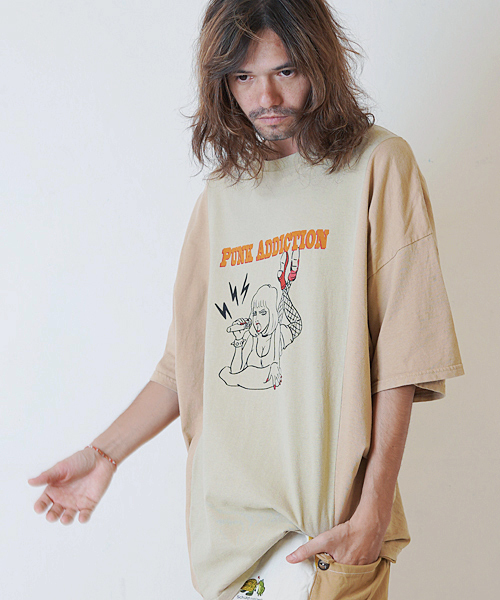 masterkey(マスターキー)の「mt5394-PUNKADDICTION リメイクTシャツ(Tシャツ/カットソー・メンズ・ブラック/ベージュ・2/1)」の6枚目の写真