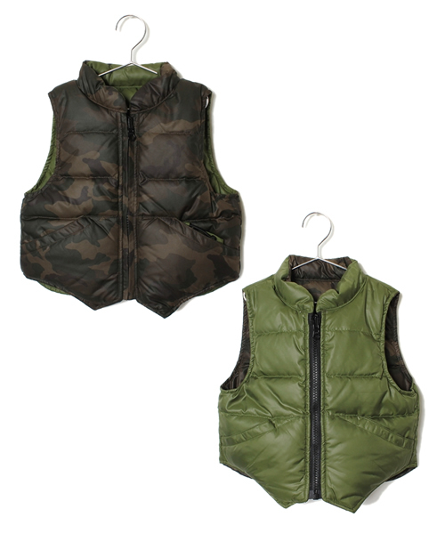 SHIPS(シップス)の「SHIPS KIDS:リバーシブル ダウン ベスト(baby)(ダウンベスト・キッズ・ブラウン/グリーン・80/90)」の2枚目の写真