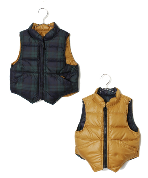 SHIPS(シップス)の「SHIPS KIDS:リバーシブル ダウン ベスト(baby)(ダウンベスト・キッズ・ブラウン/グリーン・80/90)」の1枚目の写真