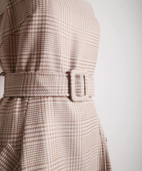 Tocco Tocco Closet トッコ ワンピース ベルト付きチェック柄ラップ風ワンピース ワンピース ワンピース セール クローゼット のファッション
