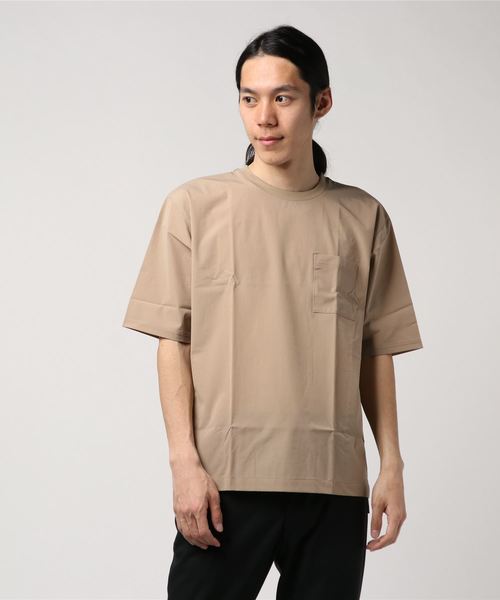 おしゃれスタ(オシャレスタ)の「ナイロンストレッチクルーネックTシャツ(IR)(Tシャツ/カットソー・メンズ・ブラック/ベージュ/ネイビー/カーキ・M/L/XL)」の9枚目の写真