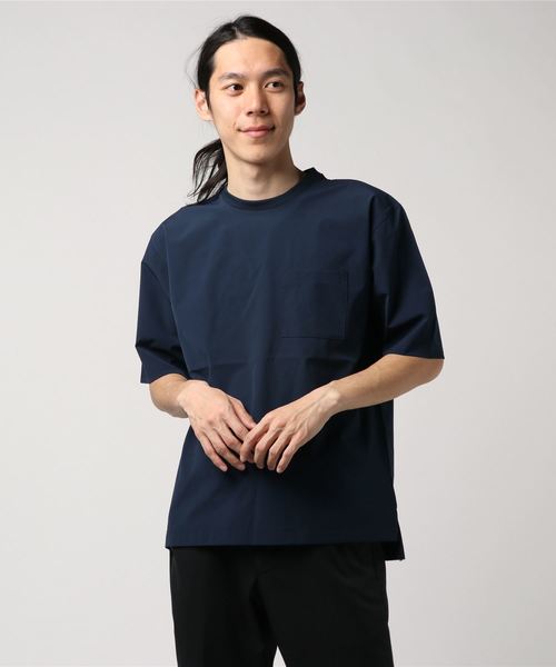 おしゃれスタ(オシャレスタ)の「ナイロンストレッチクルーネックTシャツ(IR)(Tシャツ/カットソー・メンズ・ブラック/ベージュ/ネイビー/カーキ・M/L/XL)」の18枚目の写真