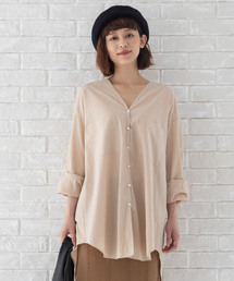 Munich | リヨセルコットンブロード　ノーカラーシャツブラウス(シャツ/ブラウス)