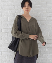 Munich | リヨセルコットンブロード　ノーカラーシャツブラウス(シャツ/ブラウス)