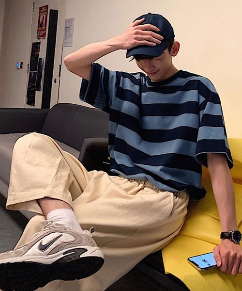 Bifrost（ビフレスト）の「ボーダーBIGTシャツ（Tシャツ/カットソー・メンズ・ブルー/グリーン・FREE）」の7枚目の写真