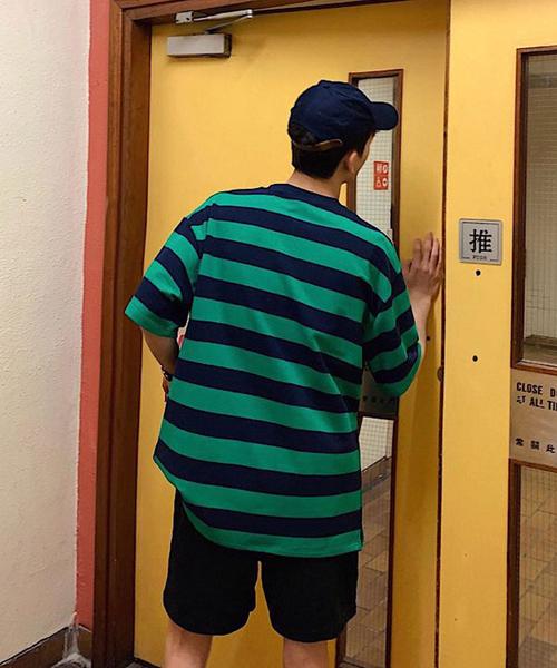 Bifrost（ビフレスト）の「ボーダーBIGTシャツ（Tシャツ/カットソー・メンズ・ブルー/グリーン・FREE）」の11枚目の写真