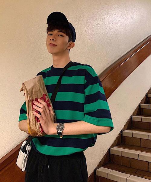 Bifrost（ビフレスト）の「ボーダーBIGTシャツ（Tシャツ/カットソー・メンズ・ブルー/グリーン・FREE）」の12枚目の写真