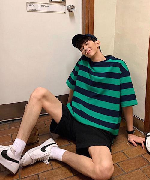 Bifrost（ビフレスト）の「ボーダーBIGTシャツ（Tシャツ/カットソー・メンズ・ブルー/グリーン・FREE）」の13枚目の写真