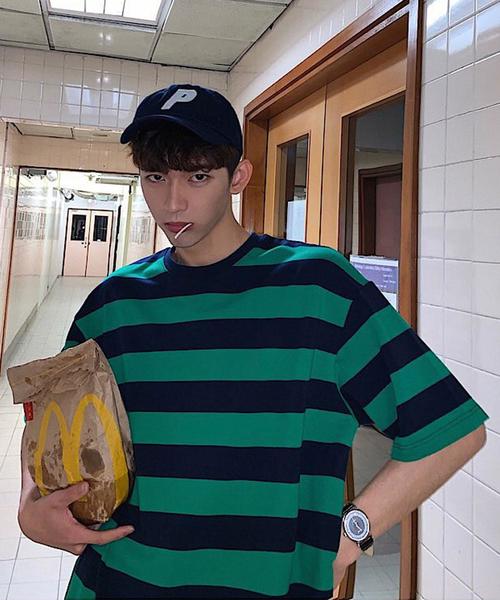 Bifrost（ビフレスト）の「ボーダーBIGTシャツ（Tシャツ/カットソー・メンズ・ブルー/グリーン・FREE）」の14枚目の写真