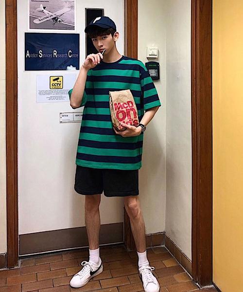 Bifrost（ビフレスト）の「ボーダーBIGTシャツ（Tシャツ/カットソー・メンズ・ブルー/グリーン・FREE）」の15枚目の写真