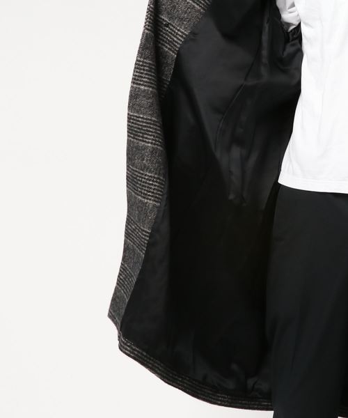 KAZUYUKI KUMAGAI ATTACHMENT（カズユキクマガイアタッチメント）の「W/Ap/Heストレッチグレンチェック ステンカラーコート（ステンカラーコート・メンズ・ブラック系その他・1/2/3）」の2枚目の写真