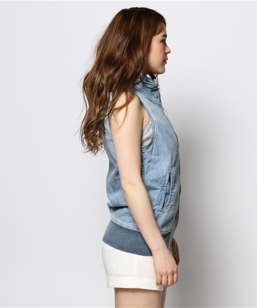 goa（ゴア）の「ライトオンスデニムビッグフードベスト（ベスト・レディース・ブルー・FREE）」の5枚目の写真