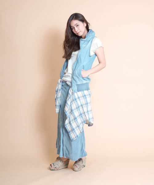 goa（ゴア）の「ライトオンスデニムビッグフードベスト（ベスト・レディース・ブルー・FREE）」の16枚目の写真