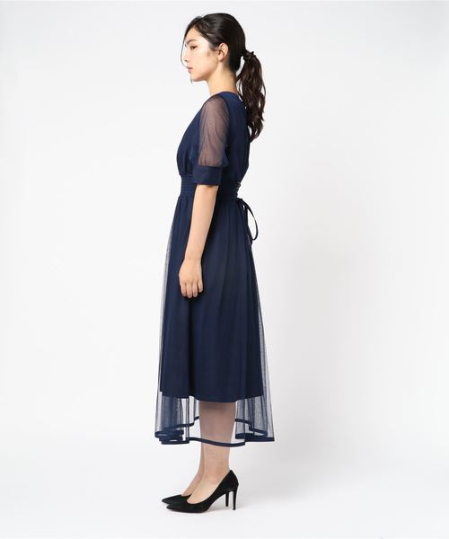 Fashion Letter（ファッションレター）の「バックレースアップ結婚式ワンピースドレス（ドレス・レディース・ネイビー/ブルーグリーン/ピンク/サックスブルー・M/L）」の21枚目の写真