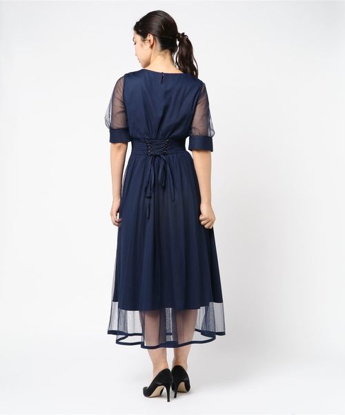 Fashion Letter（ファッションレター）の「バックレースアップ結婚式ワンピースドレス（ドレス・レディース・ネイビー/ブルーグリーン/ピンク/サックスブルー・M/L）」の22枚目の写真