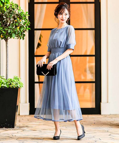 Fashion Letter（ファッションレター）の「バックレースアップ結婚式ワンピースドレス（ドレス・レディース・ネイビー/ブルーグリーン/ピンク/サックスブルー・M/L）」の6枚目の写真