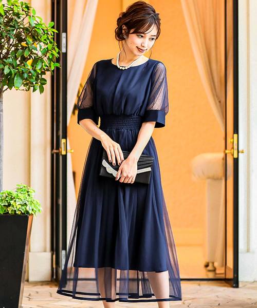 Fashion Letter（ファッションレター）の「バックレースアップ結婚式ワンピースドレス（ドレス・レディース・ネイビー/ブルーグリーン/ピンク/サックスブルー・M/L）」の5枚目の写真