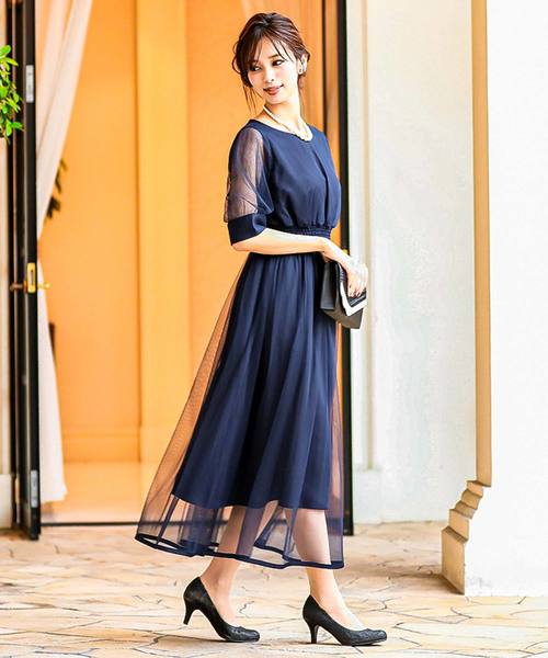 Fashion Letter（ファッションレター）の「バックレースアップ結婚式ワンピースドレス（ドレス・レディース・ネイビー/ブルーグリーン/ピンク/サックスブルー・M/L）」の19枚目の写真