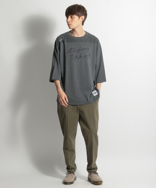 niko and...（ニコアンド）の「フェードフットボールＴシャツ（Tシャツ/カットソー・メンズ・チャコール/ベージュ・MEDIUM/LARGE）」の3枚目の写真