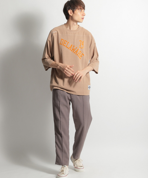 niko and...（ニコアンド）の「フェードフットボールＴシャツ（Tシャツ/カットソー・メンズ・チャコール/ベージュ・MEDIUM/LARGE）」の4枚目の写真
