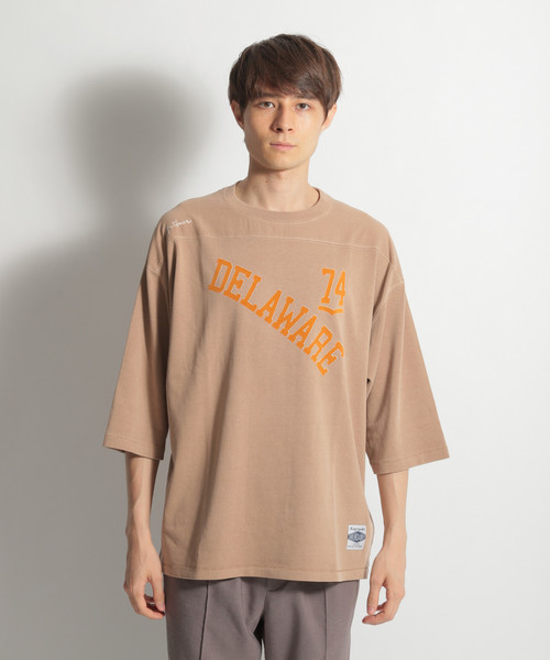 niko and...（ニコアンド）の「フェードフットボールＴシャツ（Tシャツ/カットソー・メンズ・チャコール/ベージュ・MEDIUM/LARGE）」の9枚目の写真