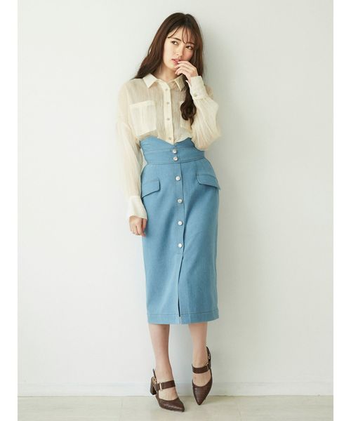 dazzlin（ダズリン）の「シャインカラーリラックスシャツ（シャツ/ブラウス・レディース・ブラウン/ピンク/アイボリー/ミント・FREE）」の9枚目の写真