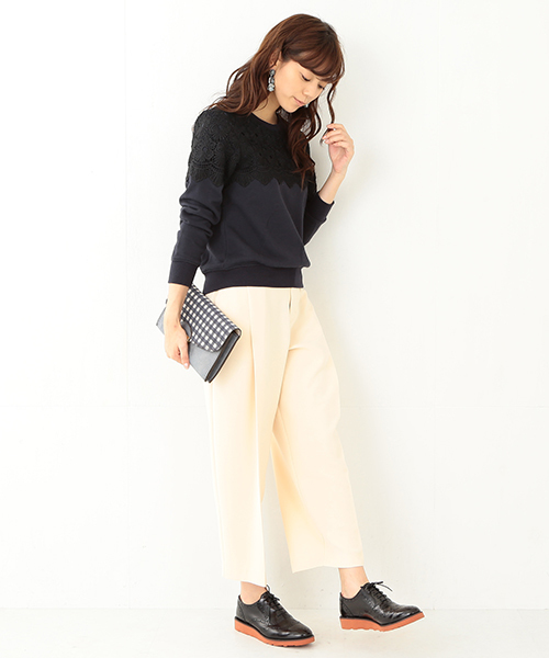 Ray BEAMS（レイビームス）の「Ray BEAMS / 1タック ワイド パンツ（その他パンツ・レディース・ライトベージュ/ブラック・0/1）」の9枚目の写真