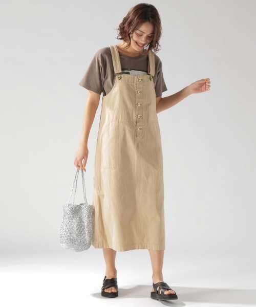 UNIVERSAL OVERALL（ユニバーサルオーバーオール）の「【UNIVERSAL OVERALL(ユニバーサルオーバーオール)】ジャンスカ（ワンピース・レディース・ベージュ/カーキ・FREE）」の14枚目の写真