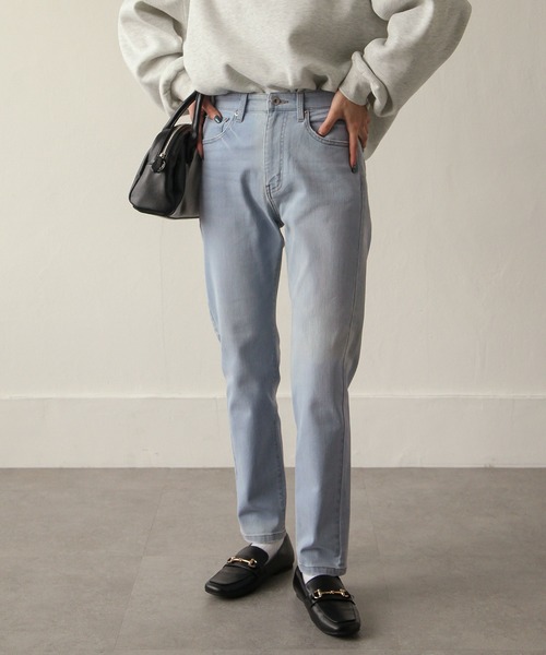 Chillfar（チルファー）の「ハイウエストストレッチテーパード スリム　ツイル/デニムパンツ（チノパンツ・レディース・ホワイト/ブラック/ベージュ/ブラウン/グレー/カーキ/サックスブルー/ブルー/ワンウォッシュ/ブラック系・SMALL/MEDIUM/LARGE/X-LARGE）」の8枚目の写真