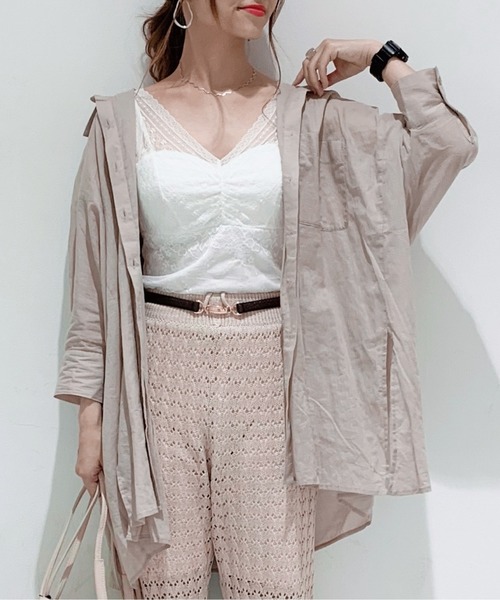 Heather（ヘザー）の「モモンガBIGシャツショートスリーブ　887990（シャツ/ブラウス・レディース・ピンク系その他/オフホワイト/パープル系その他/グレー系その他/ベージュ/ブラック/ホワイト系その他・FREE）」の5枚目の写真