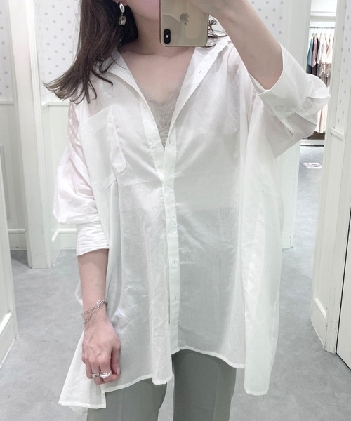 Heather（ヘザー）の「モモンガBIGシャツショートスリーブ　887990（シャツ/ブラウス・レディース・ピンク系その他/オフホワイト/パープル系その他/グレー系その他/ベージュ/ブラック/ホワイト系その他・FREE）」の3枚目の写真