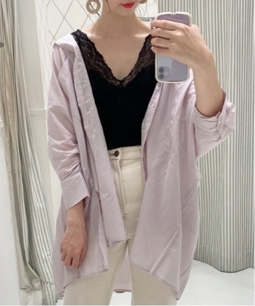 Heather（ヘザー）の「モモンガBIGシャツショートスリーブ　887990（シャツ/ブラウス・レディース・ピンク系その他/オフホワイト/パープル系その他/グレー系その他/ベージュ/ブラック/ホワイト系その他・FREE）」の6枚目の写真