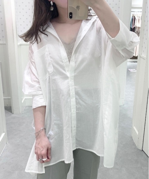 Heather（ヘザー）の「モモンガBIGシャツショートスリーブ　887990（シャツ/ブラウス・レディース・ピンク系その他/オフホワイト/パープル系その他/グレー系その他/ベージュ/ブラック/ホワイト系その他・FREE）」の2枚目の写真