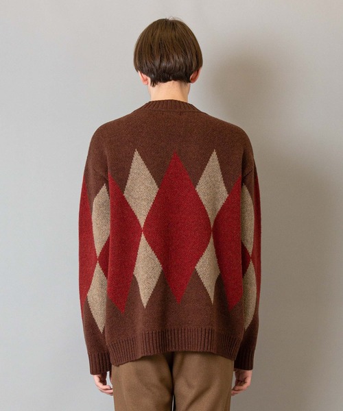 FACTOTUM（ファクトタム）の「【FACTOTUM】7ゲージアーガイルハイネックニットクルーネック（ニット/セーター・メンズ・ブラック/ブラウン・44/46/48）」の5枚目の写真