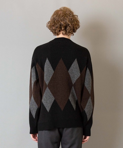 FACTOTUM（ファクトタム）の「【FACTOTUM】7ゲージアーガイルハイネックニットクルーネック（ニット/セーター・メンズ・ブラック/ブラウン・44/46/48）」の9枚目の写真