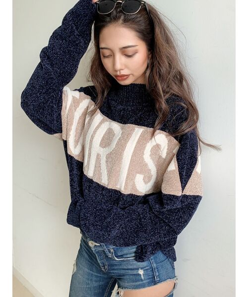 GYDA(ジェイダ)の「TOURISTモールジャガードニットTOPS(ニット/セーター・レディース・ネイビー/ブラウン/オフホワイト・FREE)」の3枚目の写真
