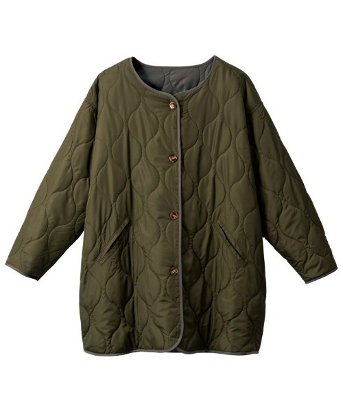 GeeRA(ジーラ)の「ビッグシルエットキルトコート(ミリタリージャケット・レディース・ブラック/カーキ/アイボリー/ブラウン・SMALL/MEDIUM/LARGE/X-LARGE/XX-LARGE)」の19枚目の写真