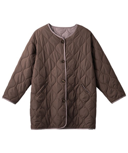 GeeRA(ジーラ)の「ビッグシルエットキルトコート(ミリタリージャケット・レディース・ブラック/カーキ/アイボリー/ブラウン・SMALL/MEDIUM/LARGE/X-LARGE/XX-LARGE)」の6枚目の写真