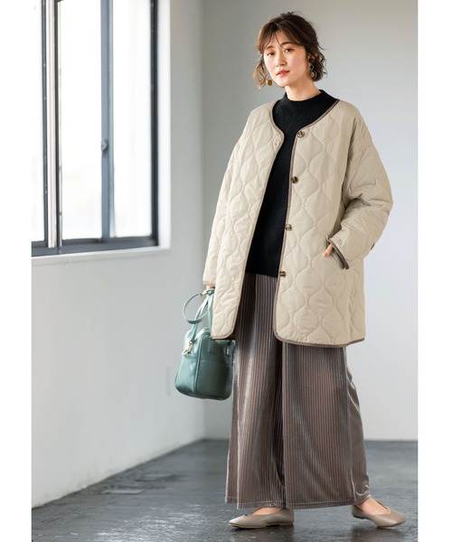 GeeRA(ジーラ)の「ビッグシルエットキルトコート(ミリタリージャケット・レディース・ブラック/カーキ/アイボリー/ブラウン・SMALL/MEDIUM/LARGE/X-LARGE/XX-LARGE)」の8枚目の写真