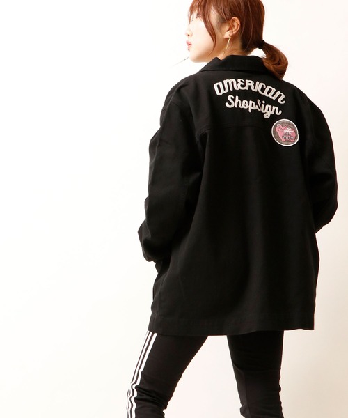 セール Power To The People American Shop Sign ダブルネーム ワッペンワークデニムジャケット デニムジャケット American Shop Sign アメリカンショップサイン のファッション通販 Zozotown