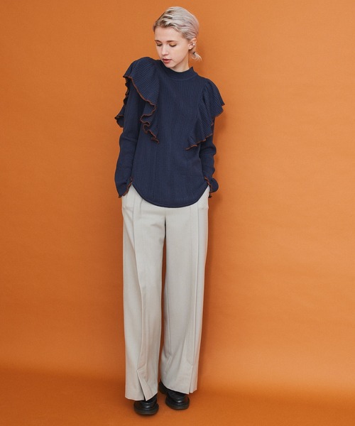INella（イネラ）の「【INella(イネラ)】ラッフルメローニットトップス（ニット/セーター・レディース・ベージュ/ブラウン/ブルー・FREE）」の15枚目の写真