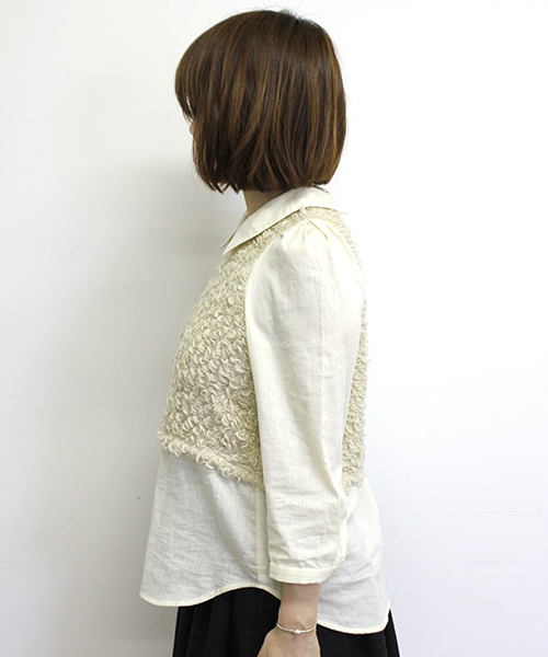 mystic（ミスティック）の「モコモコベストドッキングシャツ（Tシャツ/カットソー・レディース・ベージュ/キャメル/チャコールグレー・FREE/ﾌﾘ-）」の7枚目の写真