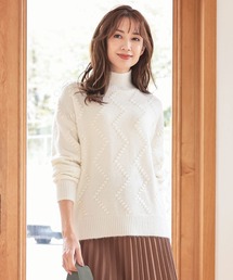 KOBE LETTUCE | モヘアタッチハイネックジグザグ編みニットトップス(ニット/セーター)