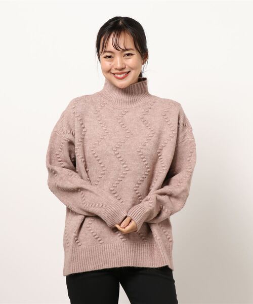 KOBE LETTUCE(コウベレタス)の「モヘアタッチハイネックジグザグ編みニットトップス(ニット/セーター・レディース・ベージュ/オフホワイト/ブルー・FREE)」の12枚目の写真
