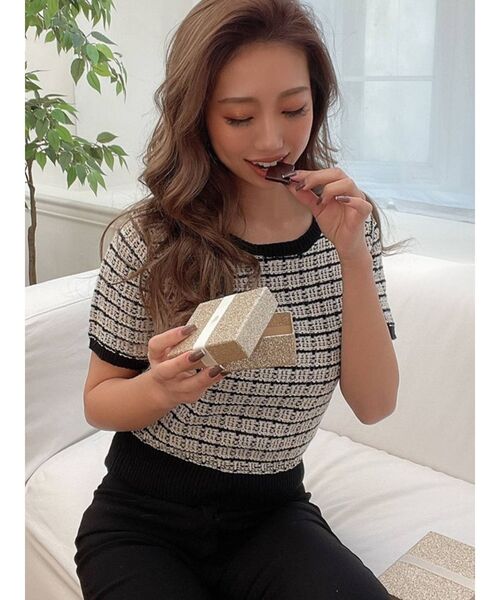 RESEXXY（リゼクシー）の「ツイードライクニットトップス（ニット/セーター・レディース・ホワイト/ブラック/その他/その他1・FREE）」の4枚目の写真